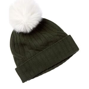 Hannah Rose Wide Cable Cashmere Hat, Green